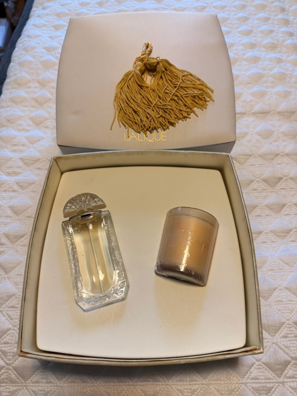 ~Vintage Lalique Candle (new) Gift box and Perfume Bottle